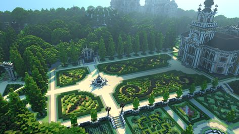 Minecraft Castle Garden Ideas, Big Minecraft Base Ideas, Minecraft Ballroom Floor, Minecraft Baroque Building, Minecraft Bastion Ideas, Kingdom Layout Minecraft, Minecraft Royal Garden, Minecraft Manor Ideas, Minecraft Castle Garden