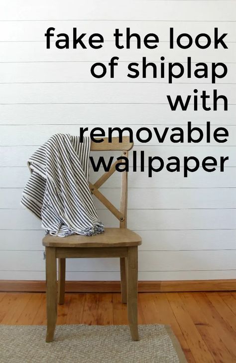 Stick On Shiplap Wall, Small Room Wallpaper, Faux Shiplap Wall, Fun Walls, Shiplap Wallpaper, Peel And Stick Shiplap, Wall Renovation, Tuscan Living Rooms, Inexpensive Flooring