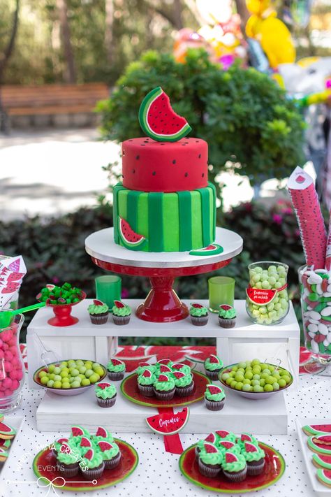 You're one in a melon Watermelon Cake Ideas, Watermelon Cake Recipe, Colourful Cake Decoration, Watermelon Cakes, Watermelon Cake Birthday, Bright Line Eating Recipes, Fruit Cake Design, Melon Cake, King Cake Recipe