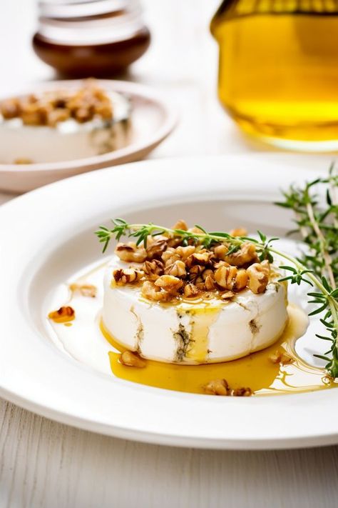 Menorcan Baked Goat Cheese... - Flavorful Kitchen Adventures Mediterranean Goat Cheese Recipes, Goat Cheese With Honey, Cheese With Honey, Goat Cheese Honey, Mediterranean Recipe, Goat Cheese Appetizer, Baked Goat Cheese, Chocolate Ideas, Honey Walnut