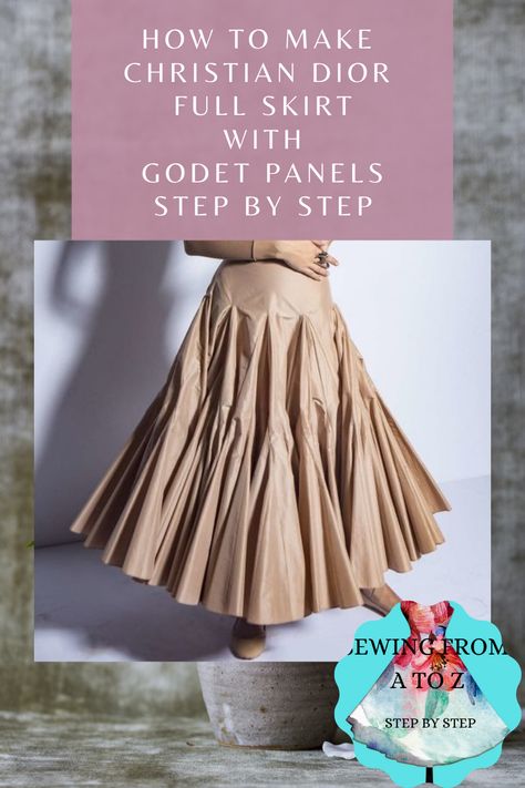 HI TO MY CHANNEL,IN THIS TUTORIAL I WILL SHOW YOU HOW O MAKE THIS BEAUTIFUL SKIRT WITH GODET PANEL STEP BY STEP Paneled Skirt Pattern, Skirt With Godet, Unique Sewing Patterns, Godet Dress, Godet Skirt, Skirt Tutorial, Beautiful Skirt, Skirt Patterns Sewing, Top Sewing Pattern