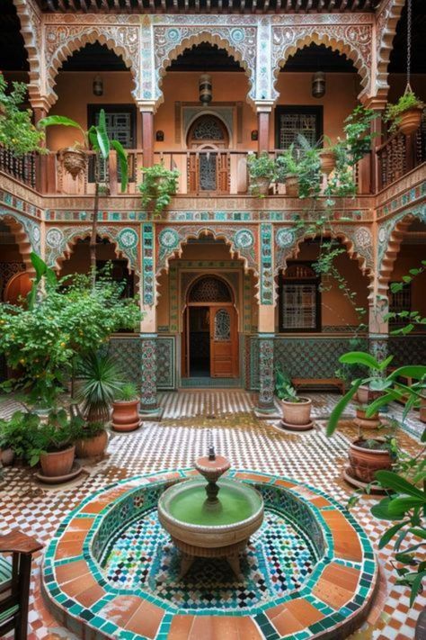 Courtyard Interior, Morocco House, Spanish Courtyard, Moroccan Houses, Dream Life House, Village House Design, Design Your Dream House, Studio Decor, Dream House Exterior