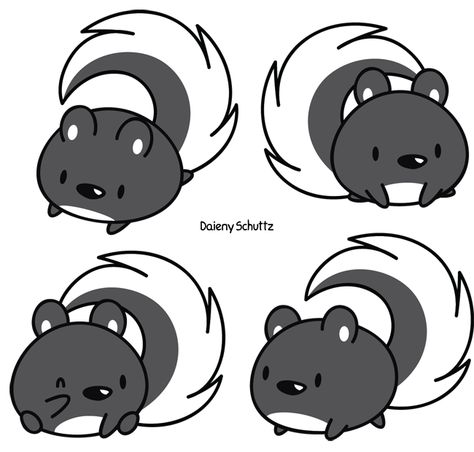 Chibi Skunk by Daieny.deviantart.com on @DeviantArt Skunk Tattoo Simple, Possum Quotes, Cute Skunk Drawing Easy, Skunk Sketch, Skunk Character Design, Skunk Drawing Simple, Cute Skunk Drawing, Cartoon Skunk Drawing, Stinky Cat