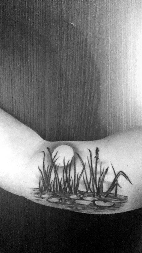 Marsh Tattoo Ideas, Swamp Scene Tattoo, Swamp Tattoo Sleeve, Swamp Tattoo Ideas, Swamp Tattoo, Swamp Plants Drawing, Swamp Landscape Drawing, Swamp Theme, Florida Swamp Art