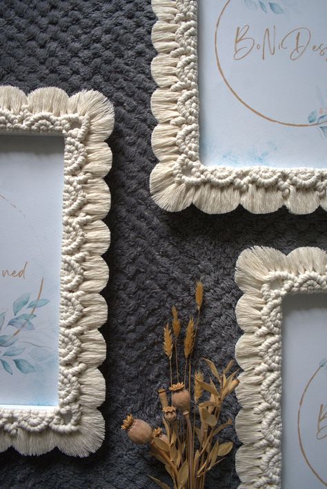 Macrame Picture Frame, Macrame Photo Holder, Macrame Photo Frame, Boho Picture Frame, Frame Macrame, Macrame Frame, Photo Frame Wedding, Unique Photo Frames, Handmade Picture Frames