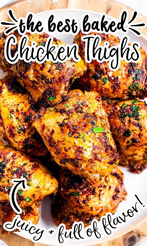 Best Baked Chicken Thighs, Best Baked Chicken, Oven Baked Chicken Thighs, Healthy Family Dinner, Thigh Recipes Baked, Chicken Thighs Recipe, Thighs Recipe, Chicken Thigh Recipes Baked, Baked Chicken Thighs