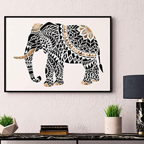 Amazon.com: Wall Stencils: Tools & Home Improvement Elephant Stencil, Home Makeovers, Jaali Design, Stencil Wall Art, Stencil Wall, Warli Art, Geometric Stencil, Zen Room, Elephant Wall Art