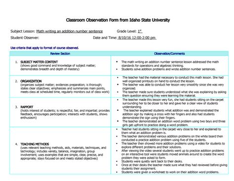 Arteaga Classroom Observation & teacher Interview - Classroom Observation Form from Idaho State - Studocu Teacher Observation Form, Observation Examples, Classroom Observation Form, Idaho State University, Teacher Observation, Teacher Interview, Classroom Observation, Teacher Interviews, Math Writing