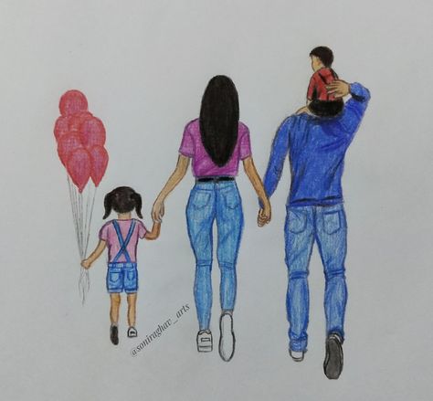 International parents day drawing / national parents day drawing / world family day drawing Parents Day Drawing, Global Parents Day, National Parents Day, International Family Day, Drawing Prompts, Parents Day, Drawing Prompt, Colored Pencil Drawing, Anime Child