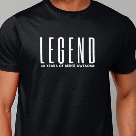 The 2023 version of our popular 40th Birthday T shirt Gift for men. When its his 40th Birthday, give him a tshirt that lets everyone else know, he is The Legend, 40 years of being awesome, 40th Birthday tshirt,  40th Birthday Gift for man, 40th Birthday Shirt, The legend tshirt, Gift for men, 40th birthday gifts. We use water based eco-friendly inks that are vegan friendly and not tested on animals. Our paper postal mailing bags are manufactured from responsible, sustainable sources to comply wi Mans 40th Birthday Ideas, Male 40th Birthday Party Ideas Men, Men’s 40th Birthday Gift Ideas, Men’s 40th Birthday, Man 40th Birthday Ideas, 40 Birthday Tshirts, 40th Birthday Ideas For Men Shirt, 40th Birthday Shirt For Men, 40th Tshirt Ideas For Men