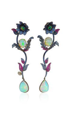 Lydia Courteille Jewelry, Lydia Courteille, Blossom Jewelry, Rare Jewelry, Jewellery Art, Black Gold Jewelry, Flower Drop Earrings, Sparkly Things, Antique Watches