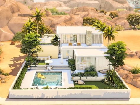 IOANNA SIMSS💚 Sims 4 Builder (@ioannasimss) • Instagram photos and videos Sims Exterior, Sims 4 Modern House, Celebrity Home, Palm Springs House, Retro Appliances, 1950s House, Sims 4 House Plans, 1950s Retro, Eco Lifestyle