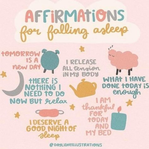 Bedtime Affirmations, Self Care Bullet Journal, Affirmations For Kids, Can't Stop Won't Stop, Vie Motivation, Falling Asleep, Positive Self Affirmations, Mental And Emotional Health, Self Care Activities