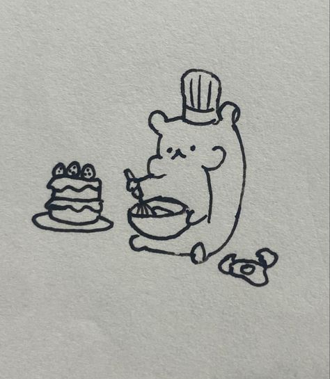 Baking 🍰 Cat Cooking Drawing, Lined Paper Doodles, Baking Doodles, Welcome To My Sketchbook, Baking Drawing, Class Doodles, Visual Arts Ideas, Paper Doodles, Color Categories