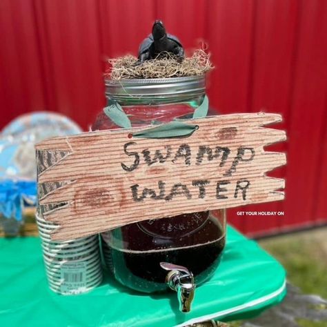 Swamp Water Drink (Non-Alcoholic) Swamp Water Drink, Bayou Party, Archery Party, Swamp Party, Bigfoot Party, Drinks For Kids, Swamp Theme, Bigfoot Birthday, Backyard Carnival