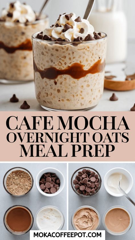 Café Mocha Overnight Oats Meal Prep: Coffee and breakfast meet in this genius combo of Café Mocha Overnight Oats. Because who wants boring oats when you can have an espresso-infused, chocolatey morning? This recipe is a perfect blend of rich mocha flavor and all the health benefits of oats. No need for a fancy coffee... Overnight Oats Meal Prep, Oats Meal Prep, Mocha Overnight Oats, Oats Meal, Benefits Of Oats, Mocha Coffee Recipe, Mocha Recipes, Overnight Oats Recipe Easy, Best Overnight Oats Recipe