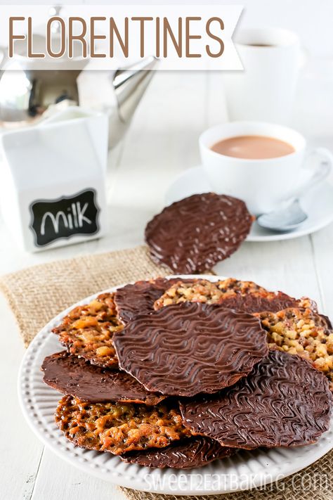 Florentines! If you've never tried these cookies, you MUST, they're divine! Florentine Biscuits, Candied Peel, Florentine Recipe, Florentine Cookies, Florentines Recipe, Mary Berry Recipe, Lace Cookies, British Bake Off, British Baking