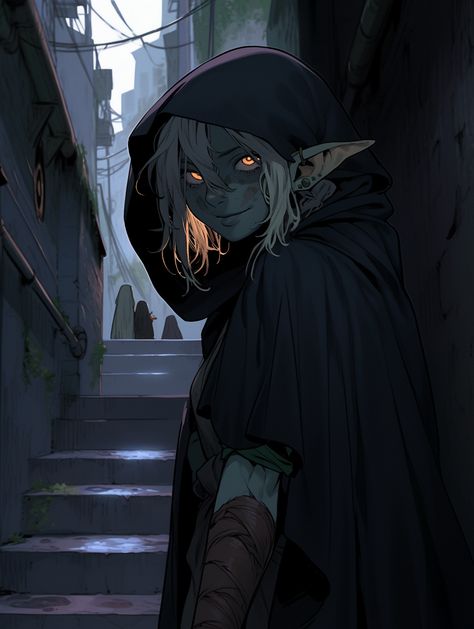 Shadow Fey Dnd, Shadow Rogue Dnd, Dnd Gnome Art, Trickery Cleric, Goblin Art Dnd, Goblin Rogue, Dnd Goblin, Bg3 Character, Dnd Rogue