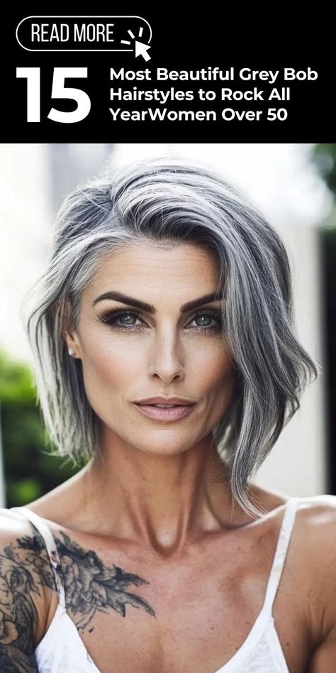 The 15 Most Beautiful Grey Bob Hairstyles to Rock All Year Balayage Hair Gray Silver, Platinum Hair With Lowlights Dark Brown, Grey Salt And Pepper Hair, Gray Hair With Black Streaks, Grey Mushroom Hair Color, Gray Hair Balage, Silver Hair With Black Lowlights, Modern Grey Hair Colour, Shaved Gray Hair Women