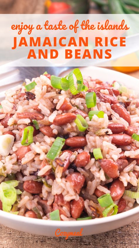 Jamaican Side Dish Recipes, Jamaican Rice And Beans Recipe, Carribean Rice And Beans, Jamaican Rice And Beans, Rice And Peas Jamaican, Jamaican Rice, Rice And Beans Recipe, Black Beans And Rice, Popular Side Dishes