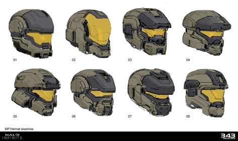 Helmet Concept Art, Halo Spartan Armor, Sci-fi Helmet, Helmet Drawing, Soldier Helmet, Futuristic Helmet, Halo Spartan, Helmet Designs, Helmet Concept