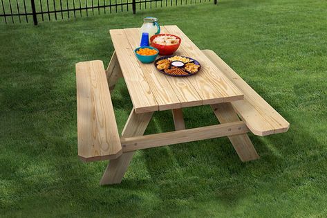 How Big is a Standard Size Picnic Table? - Outdoor Essentials Diy Picnic, Camping Picnic Table, Diy Picnic Table, Portable Picnic Table, Durable Outdoor Furniture, Picnic Table Plans, Wooden Picnic Tables, Kids Picnic Table, Garden Furniture Design