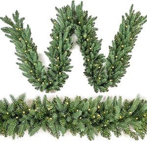 Outdoor Garland With Lights, Pre Lit Christmas Garland, Outdoor Christmas Garland, Lighted Garland, Xmas Garland, Outdoor Garland, Pre Lit Garland, Christmas Lights Garland, Fraser Fir