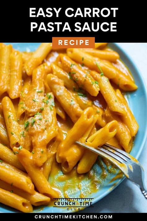 This easy carrot pasta sauce is a classic Italian sauce that is delicious served over pasta. Click here for the full recipe and step by step instructions. crunchtimekitchen.com #carrots #pasta #sauce #italian Carrot Pasta Sauce, Pasta Recipes With Shrimp, One Pot Chicken Pasta, Italian Recipes For Dinner, Simple Recipes For Dinner, Recipes With Shrimp, Homemade Pasta Salad, Simple Pasta Recipes, Carrot Pasta