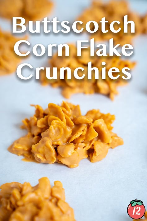 Butterscotch Cornflake Crunchies | 12 Tomatoes Butterscotch Cornflake Crunchies, Butterscotch Peanut Butter Cornflakes, Cornflake Butterscotch Cookies, Cornflakes Marshmallow Treats, Butterscotch Cornflake Cookies, Butterscotch Cornflake Clusters, Chesters Puffcorn Recipes, Cornflakes Treats, Cornflake Crunchies