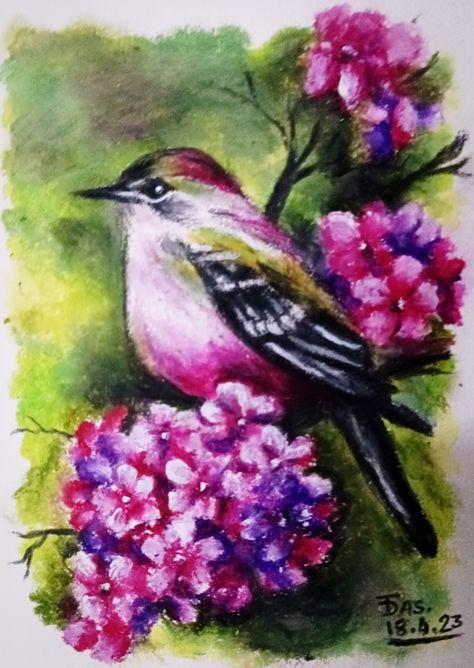 # bird drawing # oil pastel drawing Birds Oil Pastel, Oil Pastel Bird Drawing, Oil Pastel Bird, Bird Art Drawing, Jungle Drawing, Oil Pastel Crayons, Spring Drawing, Drawing Bird, Oil Pastel Colours