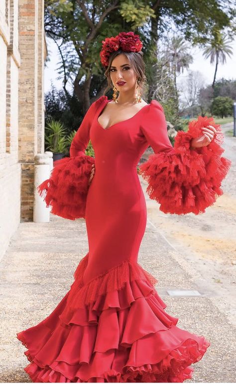 Spanish Dress Flamenco, Traditional Spanish Dress, Spain Dress, Spanish Style Dress, Flamenco Costume, Spanish Dress, Flamenco Dress, Red Costume, Tegucigalpa