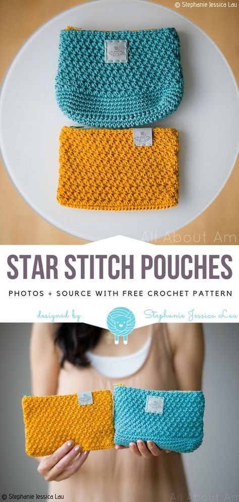 Crochet Pencil Bag Pattern Free, Crochet Teacher Bag, Crochet Pouch Free Pattern, Different Crochet Patterns, Pouch Crochet Pattern, Crochet Pouches, Confection Au Crochet, Colorful Crochet, Crochet Pouch