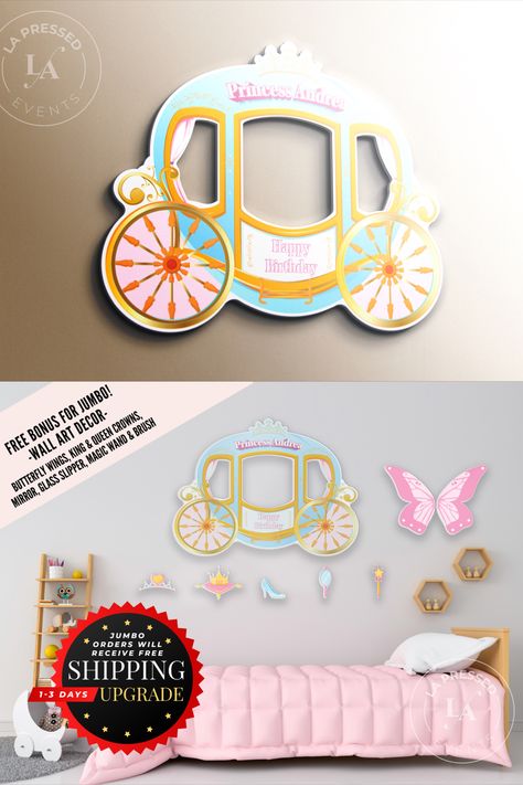 This Modern Carriage Photo Booth Frame is the perfect decoration to make a statement for your Little Fairytale lovers Birthday party! Princess Props, Fairytale Lover, Princess Carriage, Photo Booth Frame, Wall Accessories, Glass Slipper, Yard Sign, Yard Signs, Glass Mirror