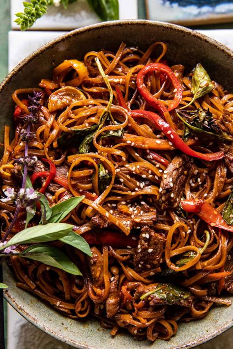 Korean Beef Sesame Noodles, Beef Rice Noodles, Half Baked Harvest Recipes, Beef Rice, Asian Beef, Sesame Noodles, Korean Beef, Harvest Recipes, Spicy Beef