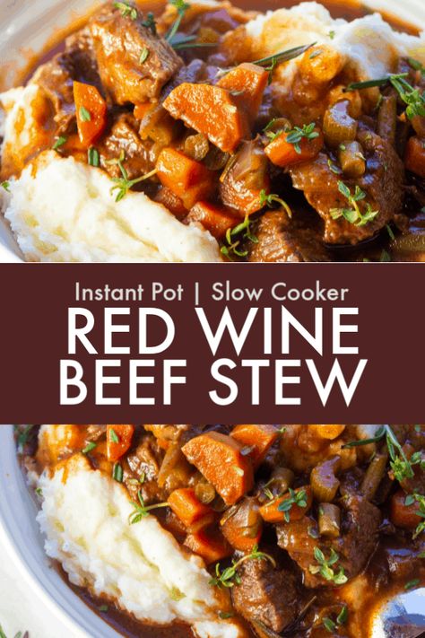 Beef Stew Wine, Wine Beef Stew, Red Wine Beef Stew, Red Wine Beef, Slow Cooker Recipes Beef Stew, Venison Stew, Red Wine Recipe, Crockpot Recipes Beef Stew, Hp Sauce