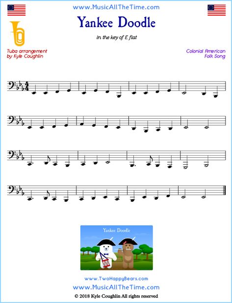 Yankee Doodle tuba sheet music, arranged to play along with other wind and brass instruments. Free printable PDF. #tubaemusic #tubasheetmusic #freesheetmusic Tuba Sheet Music, Tuba Music, Yankee Doodle, Brass Instruments, Song Sheet, Dating Women, Folk Song, Free Sheet Music, Music Teacher