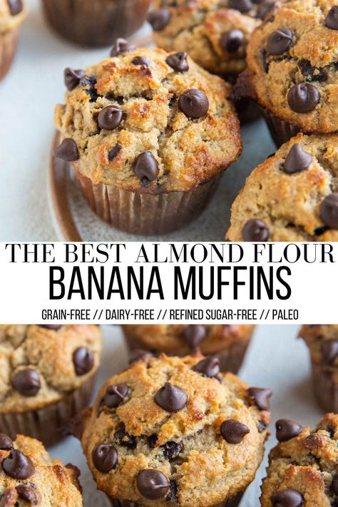 Muffins Made With Almond Flour, Sugar Free Banana Muffins, Almond Flour Banana Muffins, Paleo Banana Muffins, Almond Flour Banana, Gluten Free Banana Muffins, Almond Flour Muffins, Almond Muffins, Healthy Banana Muffins