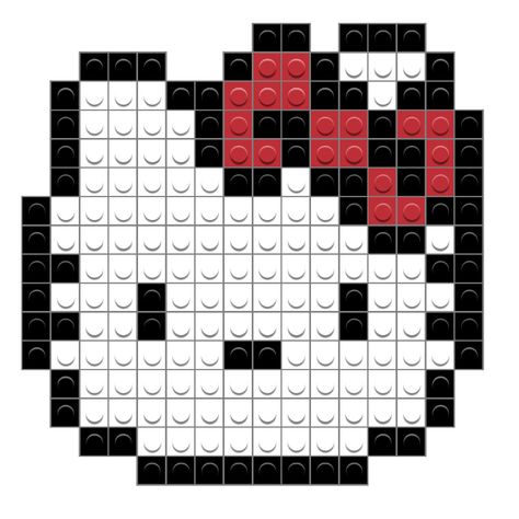 Hello Kitty Tutorial, Pixel Art Hello Kitty, Art Hello Kitty, Hello Kitty Crochet, Pattern Cross Stitch, Brick Stitch Pattern, 8 Bits, Cat Bow, Cute Kitten