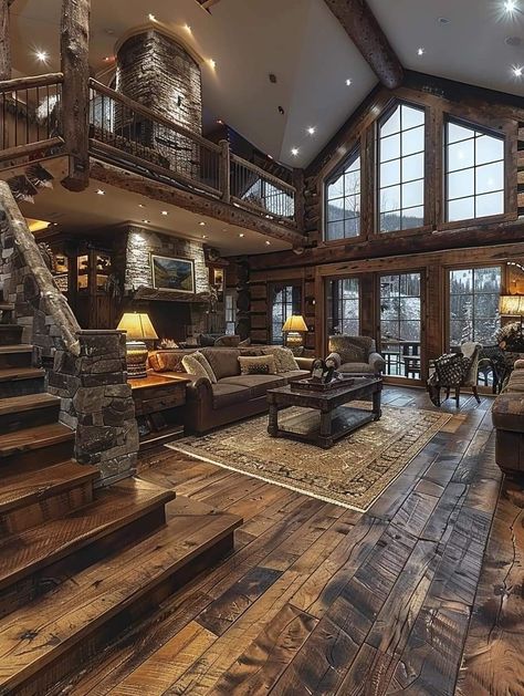 Winter Cabin Mansion, Wooden Mansion, Barn Dominium, Beautiful Mansion, Family Mansion, Pretty Homes, Barn Style House Plans, Dream Life House, Country House Interior