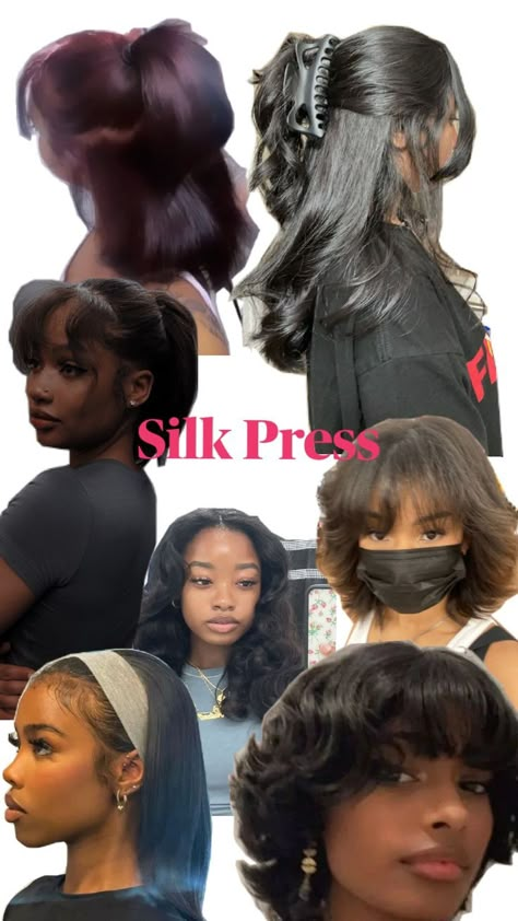 First randomised pick of silk presses Silk Press Hairstyles Short Hair, Slik Press For Black Women Hairstyles, Middle Part Silk Press Natural Hair, Hairstyles For Silk Pressed Hair, Silk Press 4c Hair, Silk Press With Body Curls, Slick Press, Silk Press Hairstyles, Heartless Curls