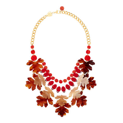 Our Hedgewitch Leaves Necklace is your new go-to seasonal statement necklace. Topped with crystal-adorned rosehips and glittering rowan berries, to match your favourite berry-red lipstick, each seed pod is hand-linked to resemble protective amulets used for centuries. Suspended from an adjustable gold-plated chain, complete with a limited edition tag and part of a numbered edition of 30, this necklace comes with a Tatty Devine certificate of authenticity. Berry Red Lipstick, Rowan Berries, Leaves Necklace, Tatty Devine, Seed Pod, Tiny Star, Seed Pods, Amulets, Red Lipstick