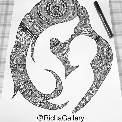 “Mother’s Love” When you look at your mother, you are looking at the purest love you will ever know. Mitch Albom . . . . . . . . #mothersday #motherslove #zentangle #minimalismart #mandala #abstractartist #minimalismart #motivation #artoftheday #folkart #artofindia #madhubanipainting #richagallery #toronto #canada #acrylicpainting #acidfreepaper #drawing #pencilsketch #inkdrawing #inkart Basic Art Techniques, Mothers Day Drawings, Art Of The Day, Acrylic Drawing, Flower Pattern Drawing, Mitch Albom, Mandela Art, Mandala Art Therapy, Mandala Art Lesson