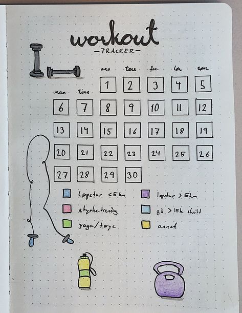 Monthly Bullet Journal cute simple easy workout tracker april draw doodle exercise Notesbog Design, Bullet Journal Work, Organizator Grafic, Penanda Buku, Workout Tracker, Journal Cute, Bullet Journal Ideas Templates, Creating A Bullet Journal, Bullet Journal Mood Tracker Ideas