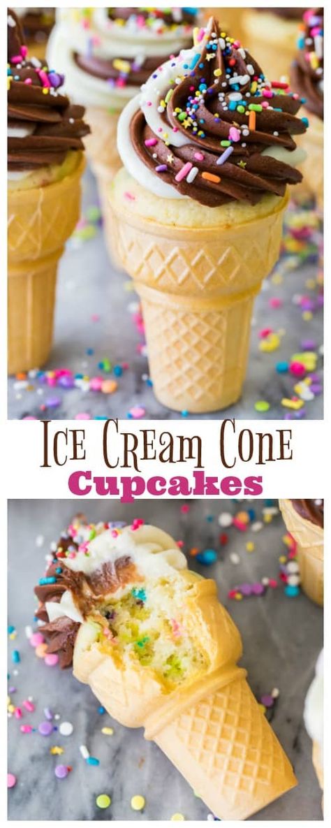 Ice Cream Cone Cupcake, Ice Cream Cones Recipe, Cupcakes Cute, Cupcake Ice Cream Cones, Cone Cupcakes, Make Cupcakes, Ice Cream Cone Cupcakes, Cake In A Cone, Summer Cupcakes