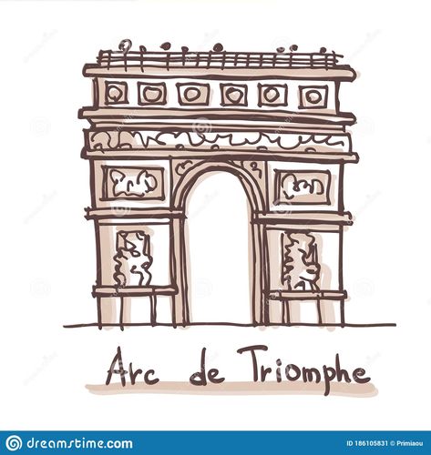 Arc de Triomphe Arch of Triumph, Paris, France Paris Art Painting, Arch Of Triumph, French Landmarks, Paris Drawing, Paris Artwork, Paris Landmarks, Paris Illustration, Travel Art Journal, Travel Sketchbook