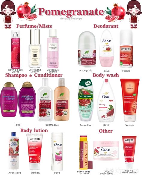 Pomegranate Scented Shower Routine, Pomegranate Scent Combos, Pomegranate Shower Routine, Scent Combos Hygiene Floral, How To Smell Like Grapefruit, Smell Like Pomegranate, How To Smell Like Pomegranate, Pomegranate Body Care, Body Scent Combos