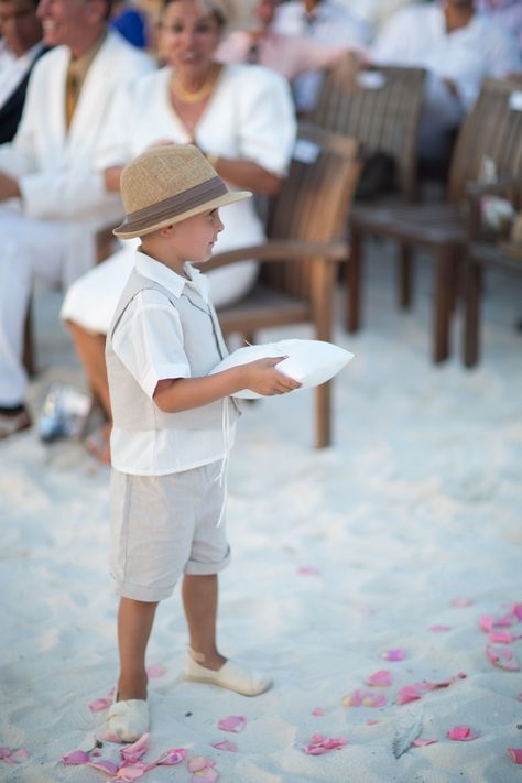 Ring Bearer Beach Wedding, Beach Ring Bearer, Beach Wedding Ring Bearer, Beach Wedding Ring, Wedding Ring Bearer Outfit, Boho Wedding Ring, Casual Beach Wedding, Beach Rings, Wedding Ring Bearer