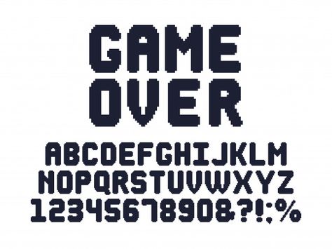 Computer 8 bit game font. retro video ga... | Premium Vector #Freepik #vector #retro Pixel Alphabet, Video Game Font, 8 Bit Game, Game Font, Journal Notes, Bullet Journal Notes, Letter Vector, Retro Video, 8 Bits