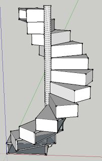 Little House: Folding spiral staircase/bookshelf/bureau Spiral Staircase Loft, Staircase Bookshelf, Folding House, Tiny House Stairs, Loft Stairs, Tiny House Inspiration, Spiral Stairs, Tiny Spaces, Tiny House Interior