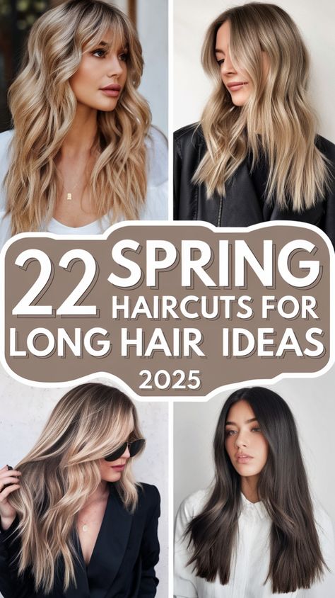 Get ready for a fresh spring transformation! 🌸 These 22 trendy spring haircuts for long hair in 2025 feature chic layers, soft waves, curtain bangs, and gorgeous balayage highlights. Whether you love face-framing styles, sleek straight hair, or voluminous curls, this collection has the perfect inspo for your next salon visit. Save now for the ultimate long hair refresh! 💕✂️ Long Sassy Haircuts, Long Woman Haircut, Long Hair Styles Blonde, Trending Haircuts For Long Hair, Korean Layers, Dark Brown Layers, Haircuts For Women Long Hair, Long Haircut Styles, Low Layers